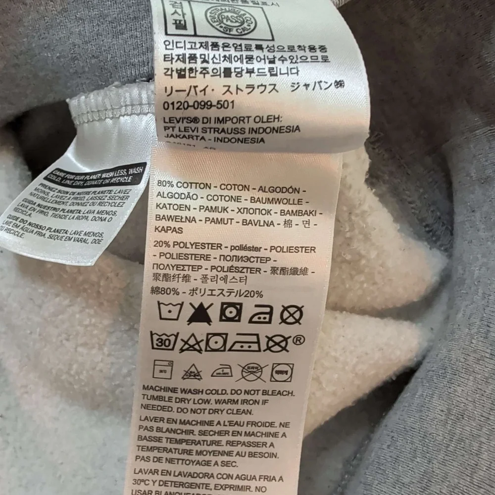 Levis Hoodie Mens Large Gray Graphic Logo Pullover Standard Fit Sweatshirt